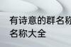 有诗意的群名称大全 好听有诗意的群名称大全