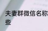 夫妻群微信名称 夫妻群微信名称有哪些